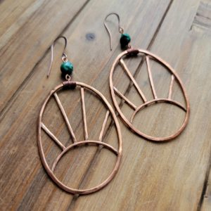 "Golden Hour" Copper Statement earrings with Turquoise