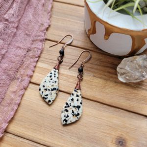Dalmatian Jasper Slices - Cream & Black Speckled