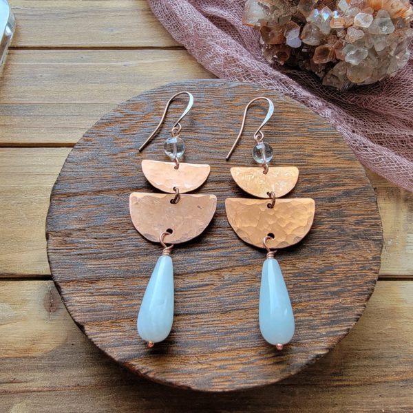 Stacked Copper Half-Circles - Pale Blue Celestite