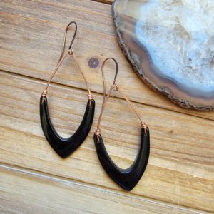 "Dahlia's" - Black Obsidian in a Pointed Leaf Shape