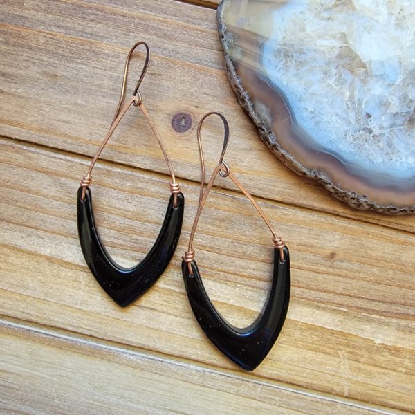 "Dahlia's" - Black Obsidian in a Pointed Leaf Shape