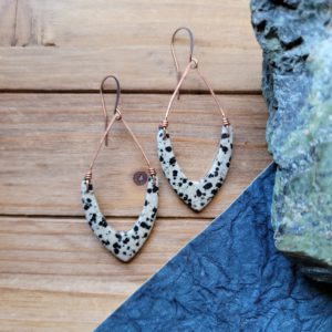 "Dahlia's" - Dalmatian Jasper (speckled) in a Pointed Leaf Shape