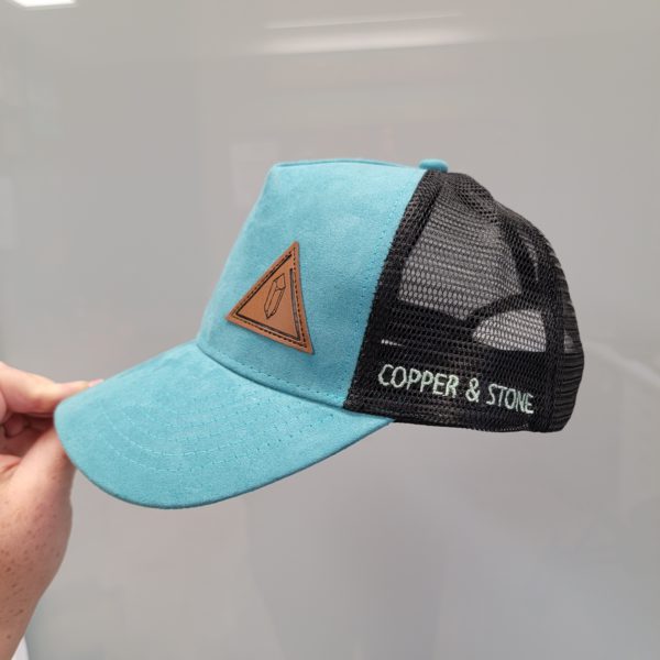 Faux Suede Trucker Hat - Teal - Image 2