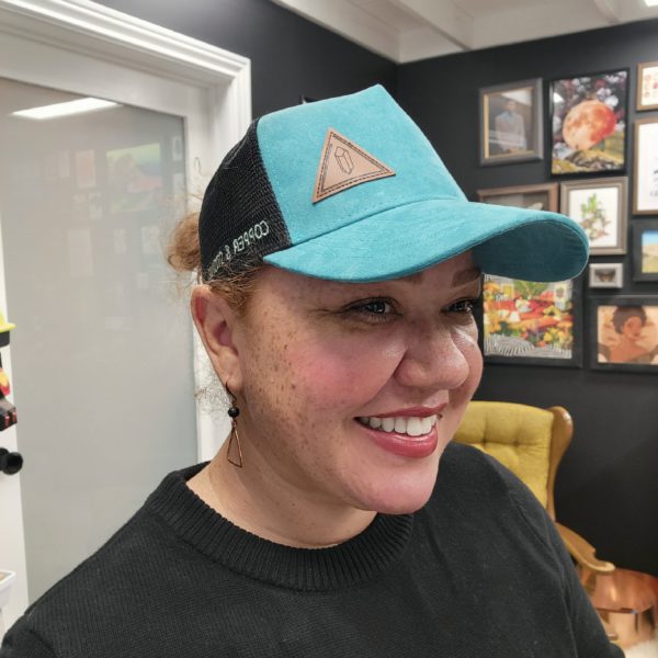 Faux Suede Trucker Hat - Teal - Image 4