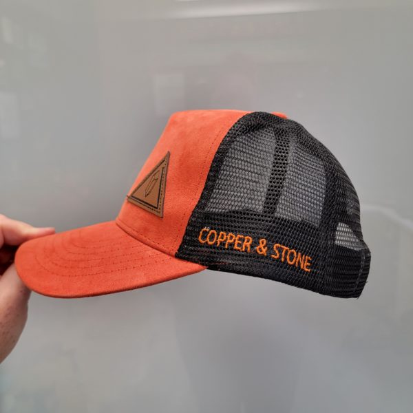 Faux Suede Trucker Hat - Burnt Orange - Image 2