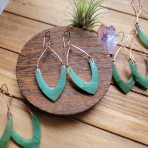 "Dahlia's" - Green Aventurine in a Pointed Leaf Shape