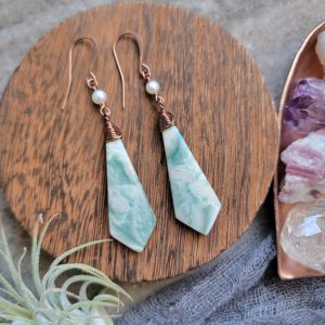 Saturn Chalcedony (Aqua Blue/White swirl) with Freshwater Pearl