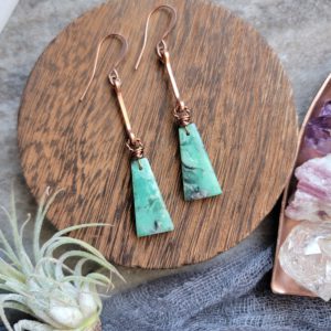 Chrome Chalcedony (Mint/Seafoam Green) on Thin Copper Bar