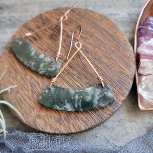 Moss Agate (Dark Green) Large Triangles