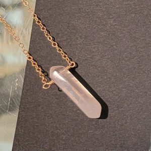 Necklace - Pink Rose Quartz Crystal