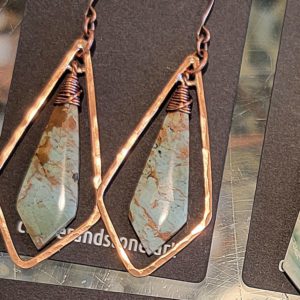 African Green Opal in Copper Frame - Diamond Shape