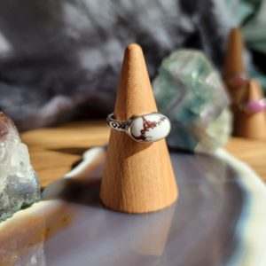 Stamped Silver Ring - Wild Horse Magnesite - Size 7.5