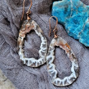 Druzy Hoops - Brazil Agate