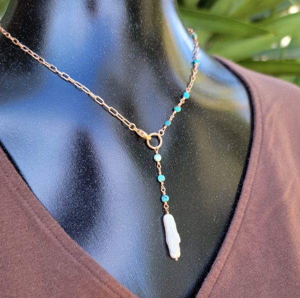 Biwa Lariat - Turquoise - Image 3