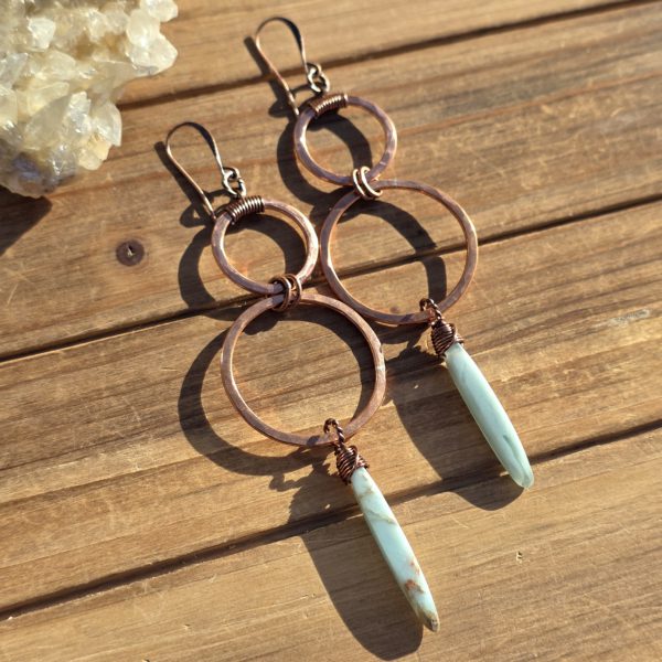 Double Scoop Hoops - African Opal