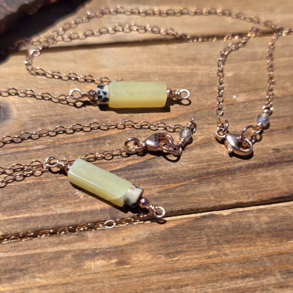 Mini Bar Necklace - Yellow Jade - Image 2