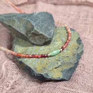 On the Rocks Beaded Necklace - Strawberry Quartz