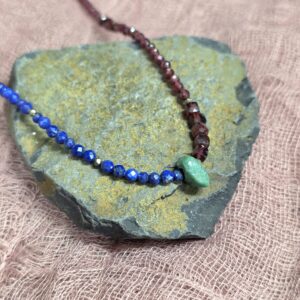 On the Rocks Beaded Necklace - Lapis & Garnet