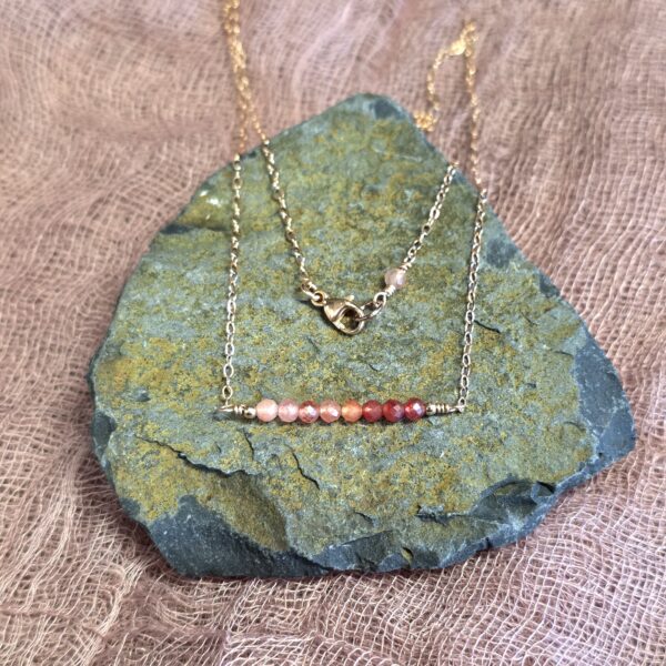 Dainty Gem Necklace - Strawberry Quartz - Image 2