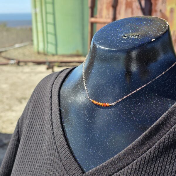 Dainty Gem Necklace - Hessonite Garnet - Image 3