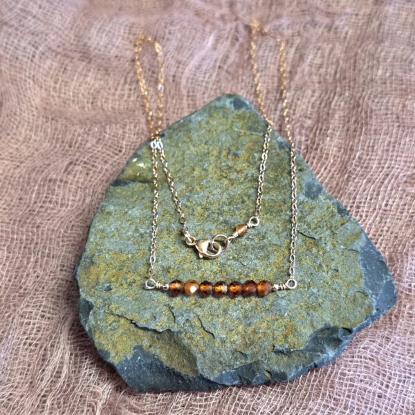 Dainty Gem Necklace - Hessonite Garnet - Image 2