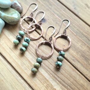 Mini Gem Hoops - African Turquoise