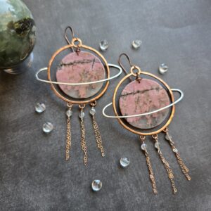 Saturn Hoops - Rhodonite