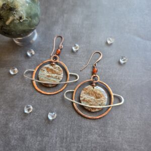 Saturn Hoops - Green Opal