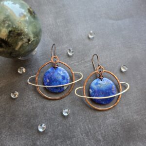 Saturn Hoops - Lapis Lazuli