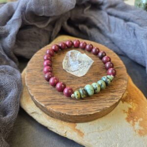 African Turquoise & Purple Heartwood Stretch Bracelet - 7"