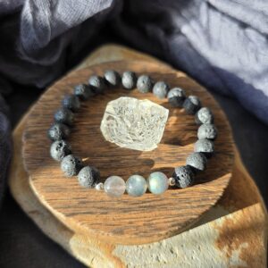 Labradorite & Lava Stretch Bracelet