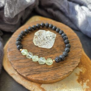 Prehnite & Lava Stretch Bracelet - 7"