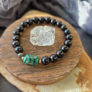 Malachite & Ebony Stretch Bracelet - 7"