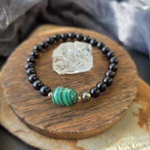 Malachite & Ebony Stretch Bracelet - 7"