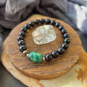 Malachite & Ebony Stretch Bracelet - 7"