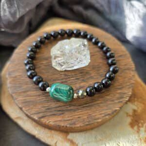 Malachite & Ebony Stretch Bracelet