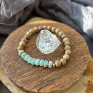 African Opal & Sandalwood Bracelet - 6"