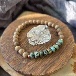 African Turquoise & Sandalwood Bracelet