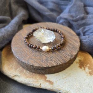 Pearl & Black Rosewood Bracelet - 6"
