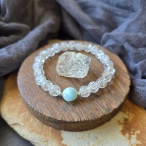 Quartz & Green Moonstone Bracelet - 7"