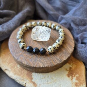 Dalmatian Jasper & Onyx Bracelet
