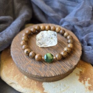 Jade & Wenge Wood Bracelet - 7"