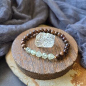 Prehnite & Black Rosewood Stretch Bracelet - 7"