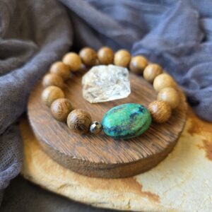 Chrysocolla & Wenge Wood Stretch Bracelet - 7"