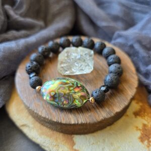Abalone & Lava Stretch Bracelet - 7"