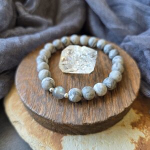 Labradorite & Map Jasper Stretch Bracelet - 7"