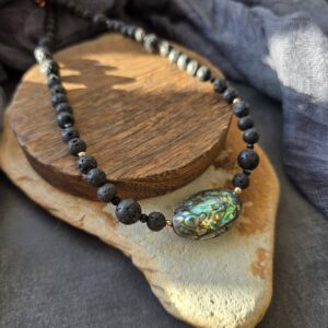 Abalone & Lava Stone Necklace